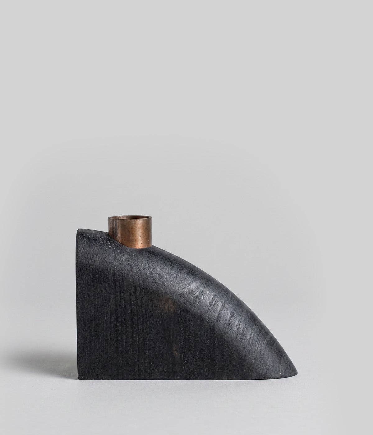 Sculptural Loop Wood Candle Holders, Charcoal, Set of 5