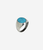 Sterling Silver Smooth Signet Ring with Turquoise Stone