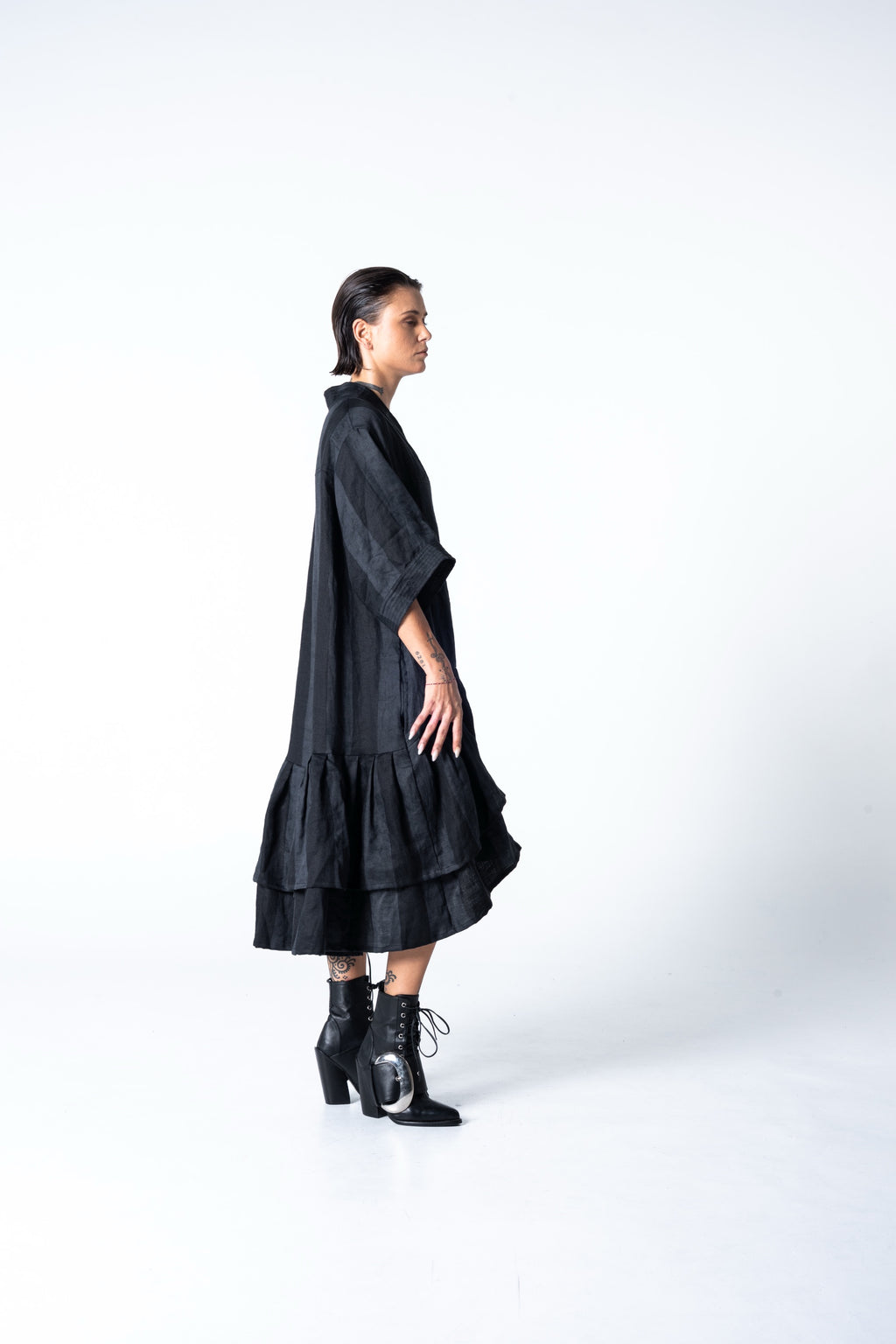 Lalune Dress - Grey Stripe