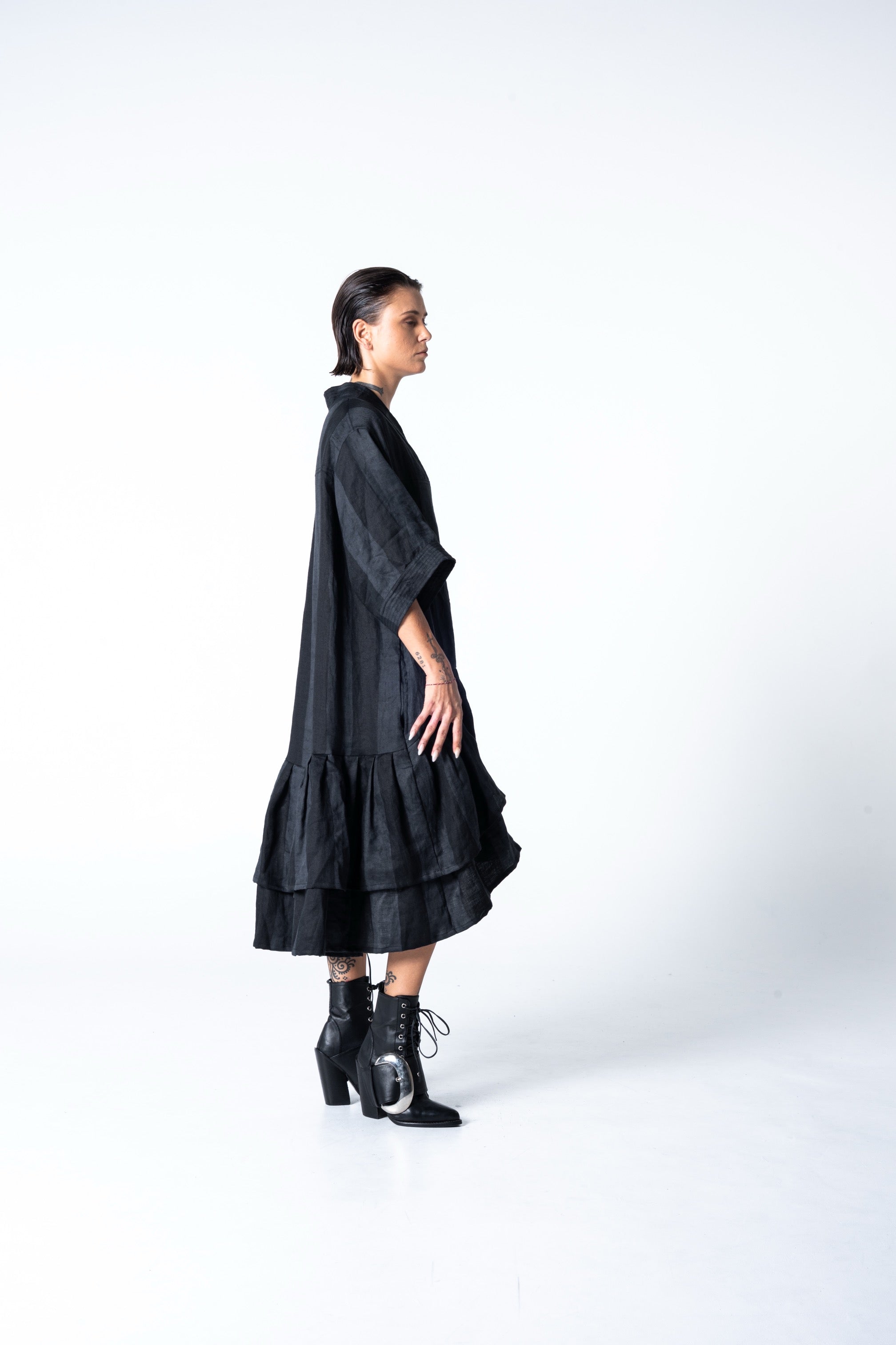 Lalune Dress - Grey Stripe