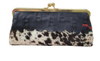 Leather and Hide Clutch with Brass Chain