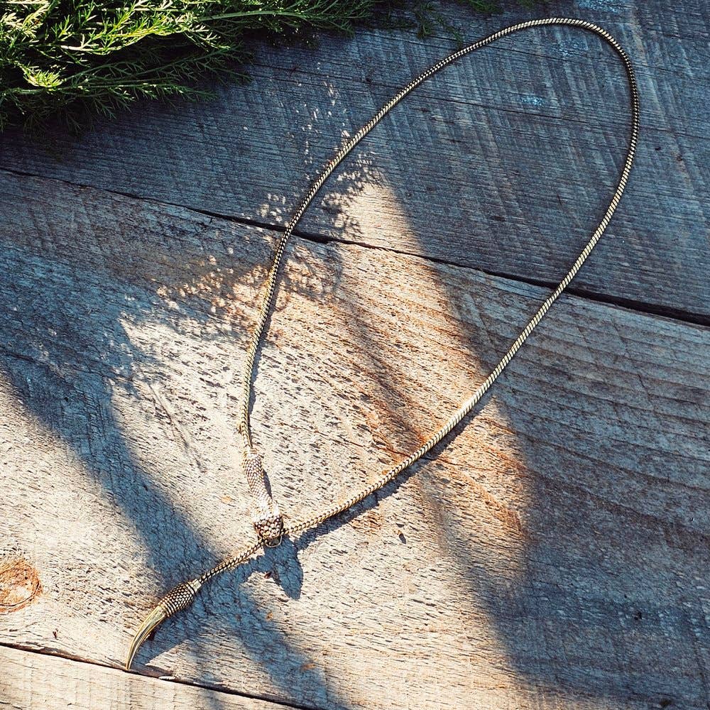 Brass Chain Serpent Necklace - Long