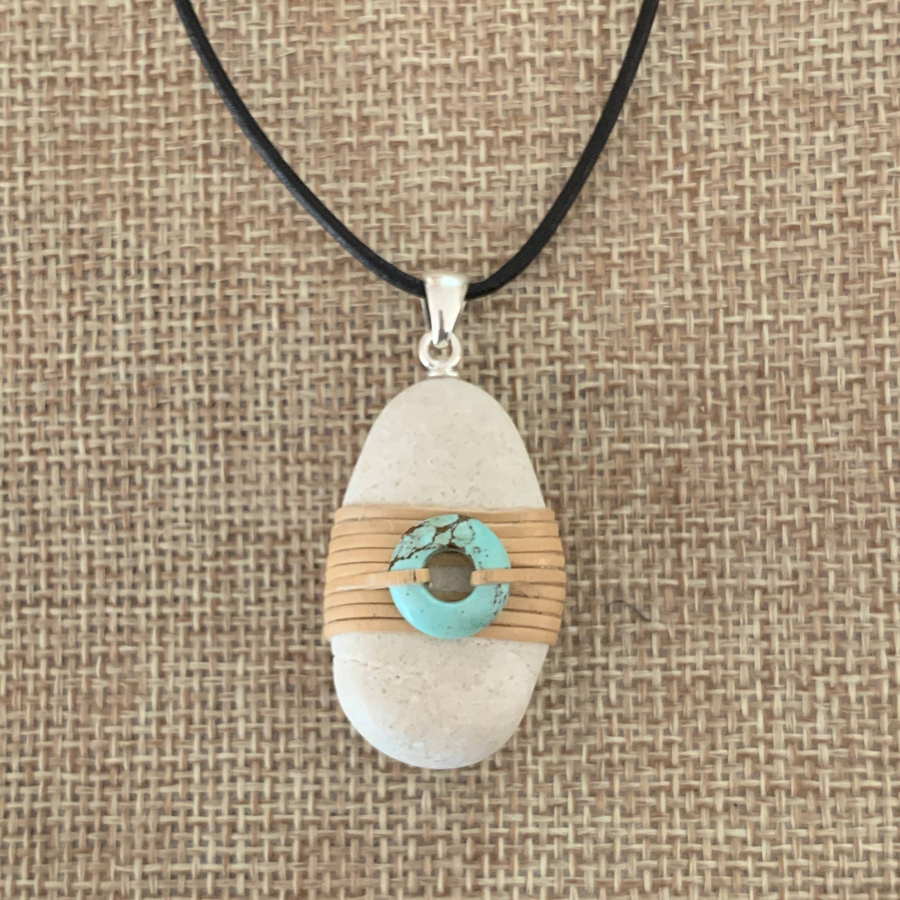 Turquoise Bead Wrappedrockz Necklace