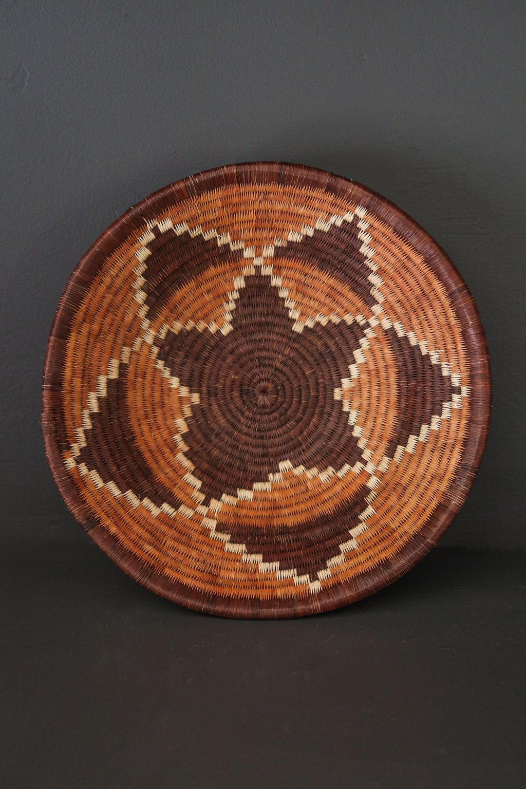 Botswana Okavango Delta Basket - Dark Brown & Rust Floral