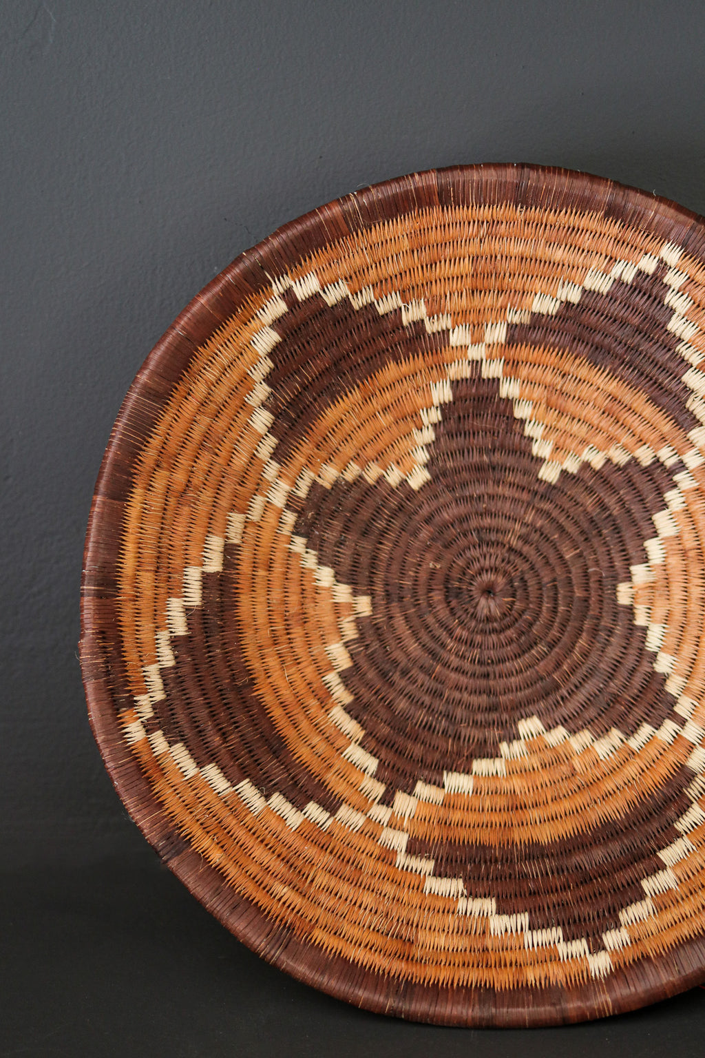 Botswana Okavango Delta Basket - Dark Brown & Rust Floral