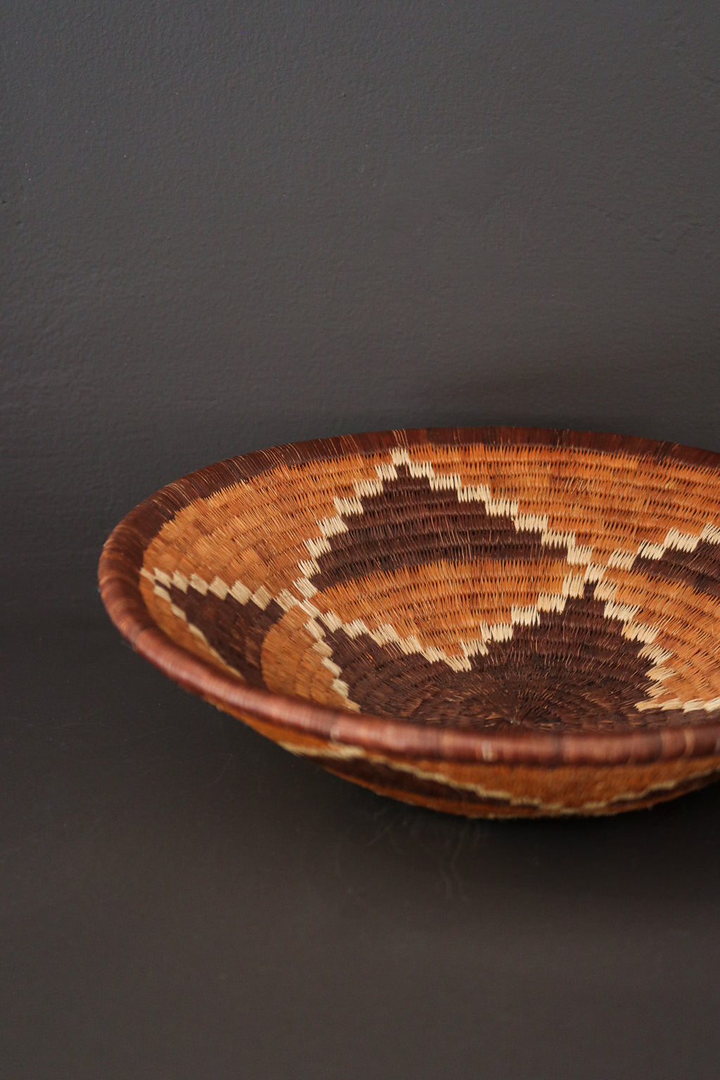 Botswana Okavango Delta Basket - Dark Brown & Rust Floral