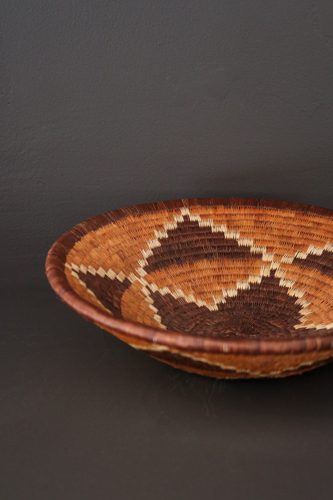Botswana Okavango Delta Basket - Dark Brown & Rust Floral