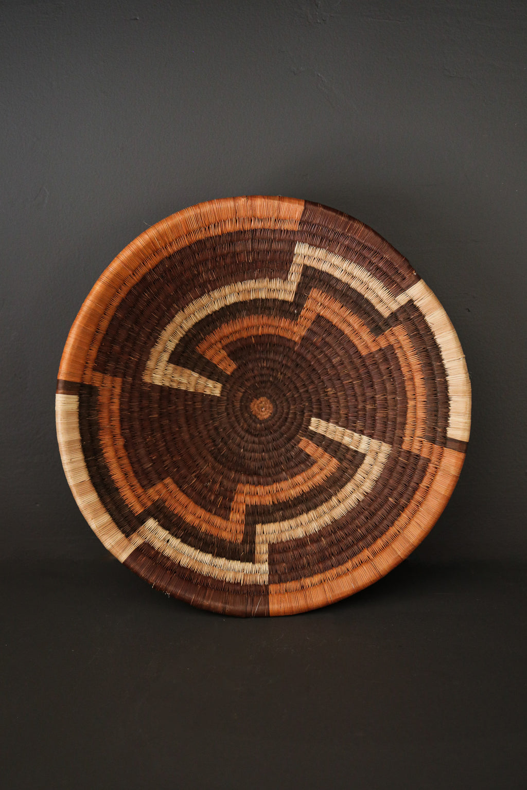 Botswana Okavango Delta Basket - Dark Brown & Rust Geometric