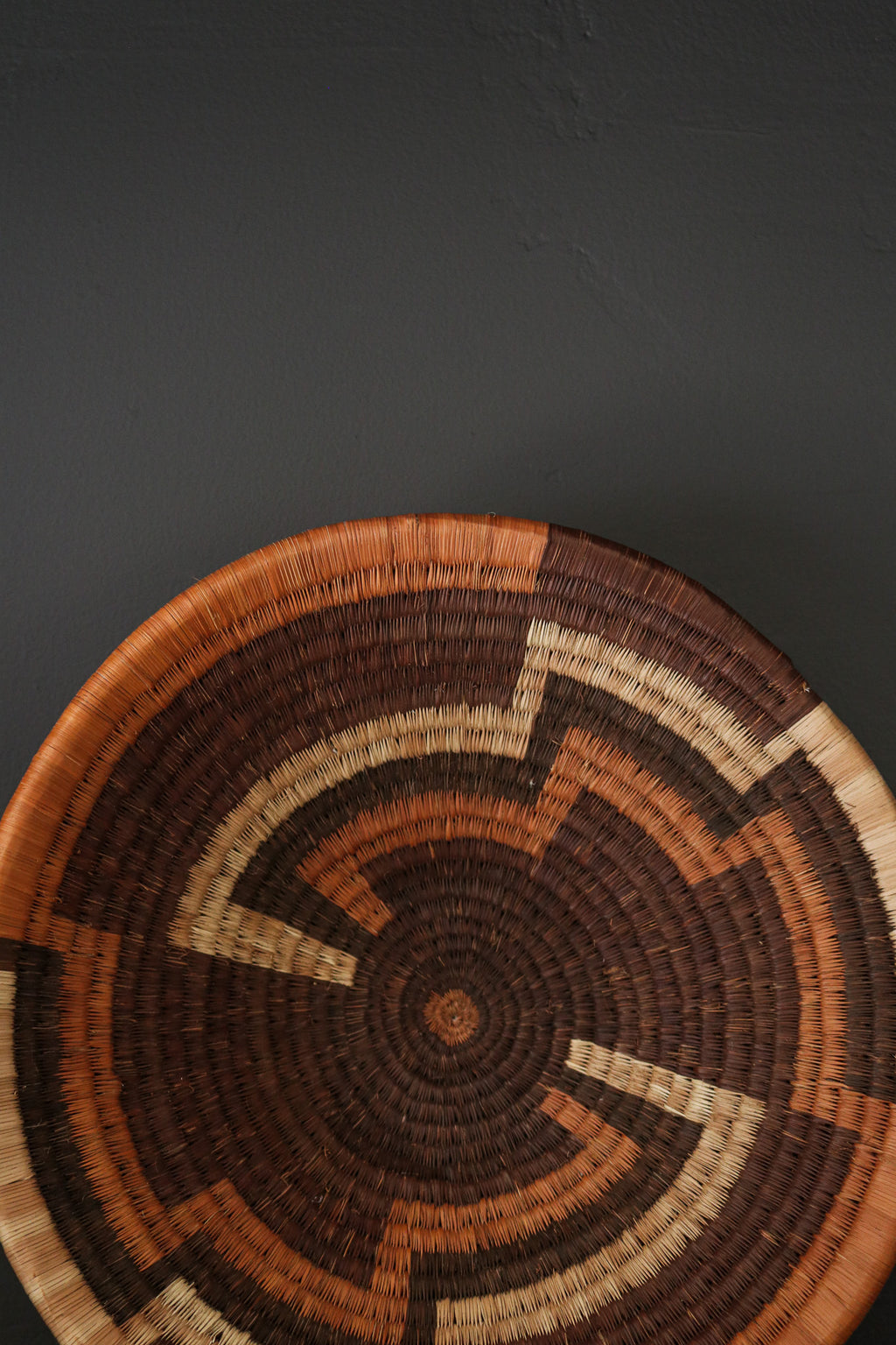 Botswana Okavango Delta Basket - Dark Brown & Rust Geometric