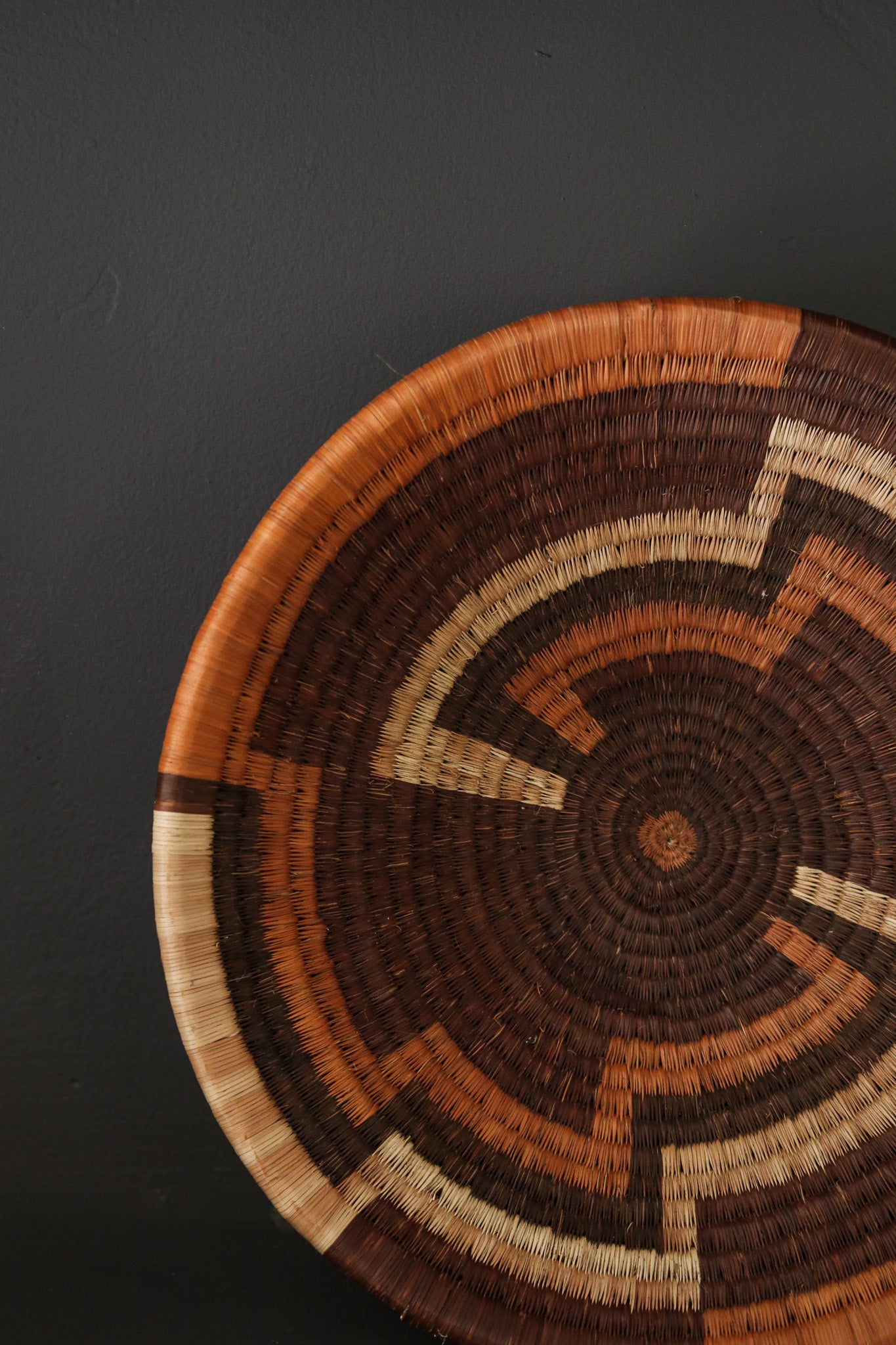 Botswana Okavango Delta Basket - Dark Brown & Rust Geometric