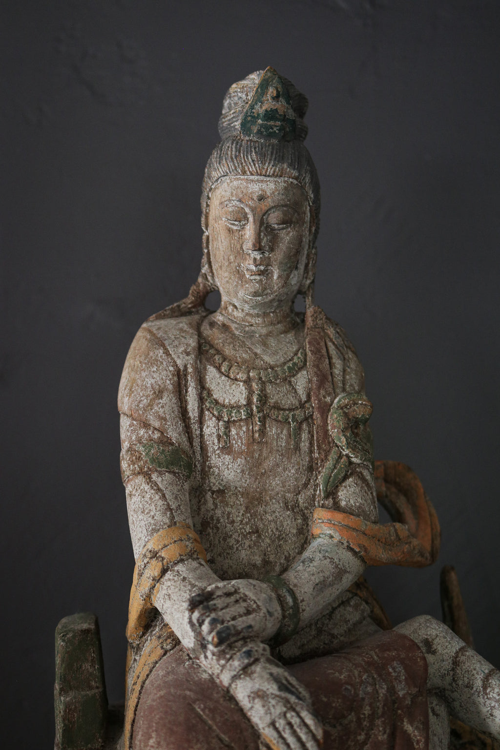 Vintage Chinese Carved Wood Guanyin Statue