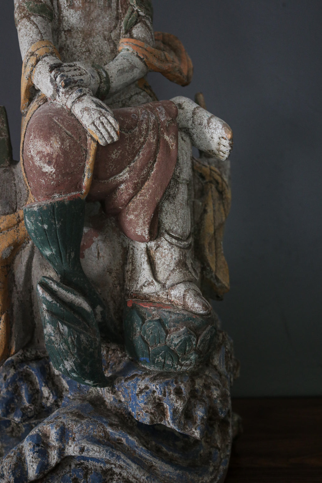 Vintage Chinese Carved Wood Guanyin Statue