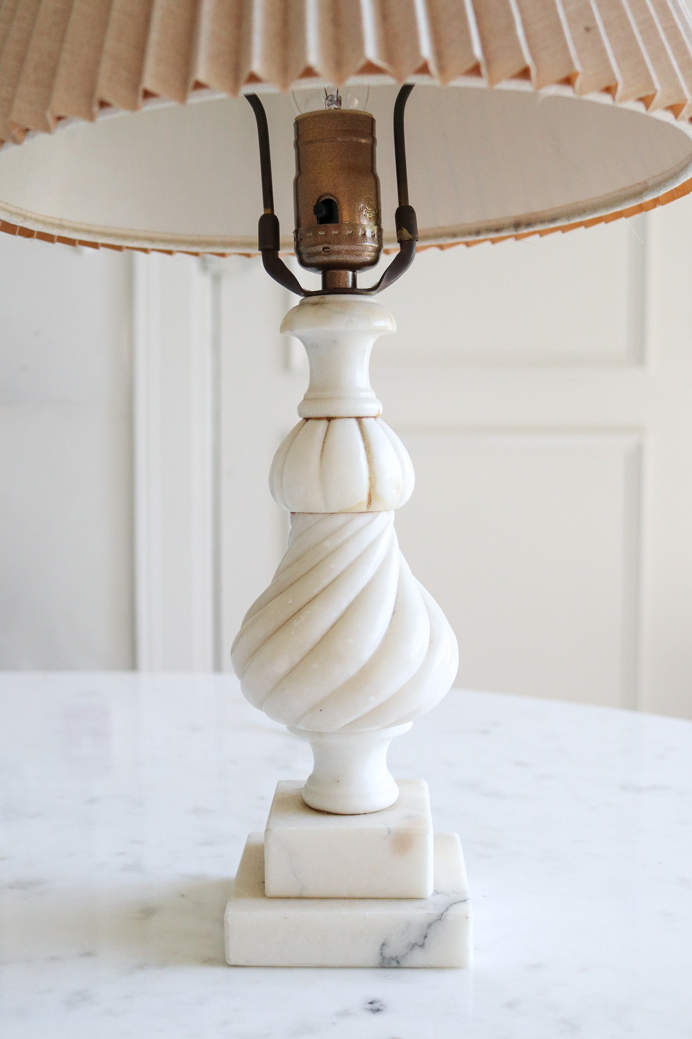 Pair of Vintage Alabaster Lamps