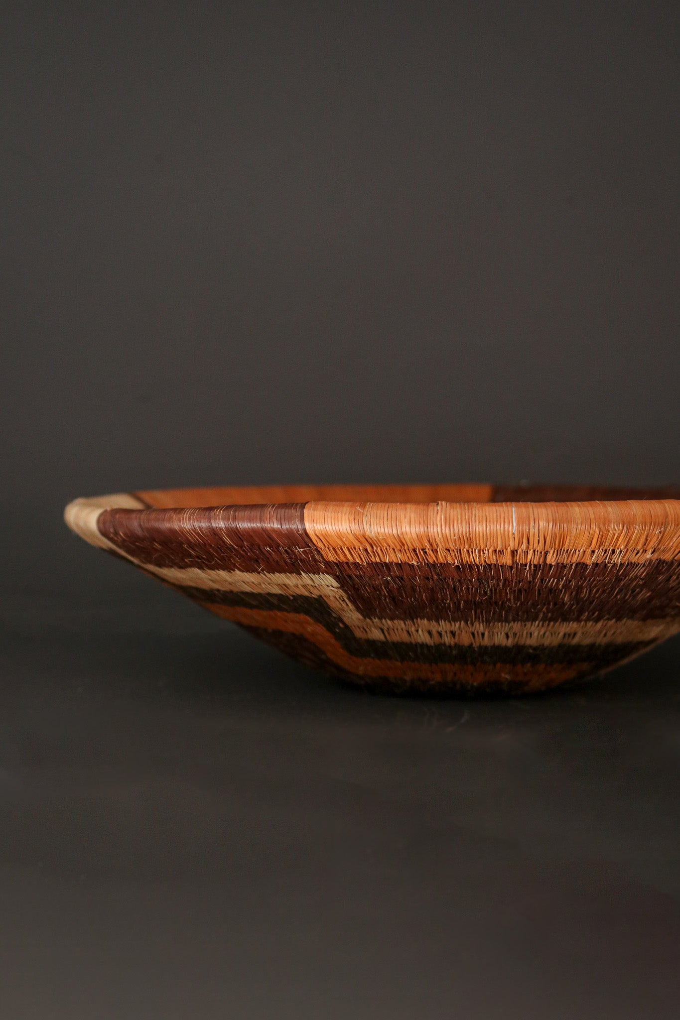 Botswana Okavango Delta Basket - Dark Brown & Rust Geometric
