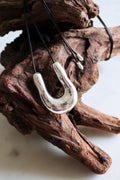 Silver Chunky Horse-Shoe Shape Pendant Necklace