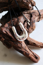 Silver Chunky Horse-Shoe Shape Pendant Necklace