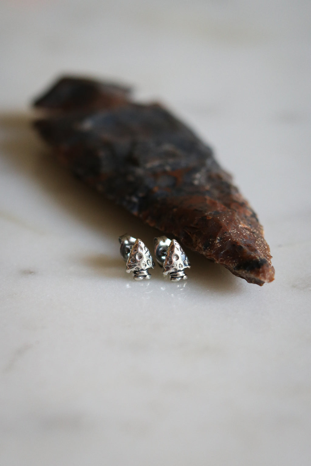 Small Sterling Silver Arrowhead Stud Earrings