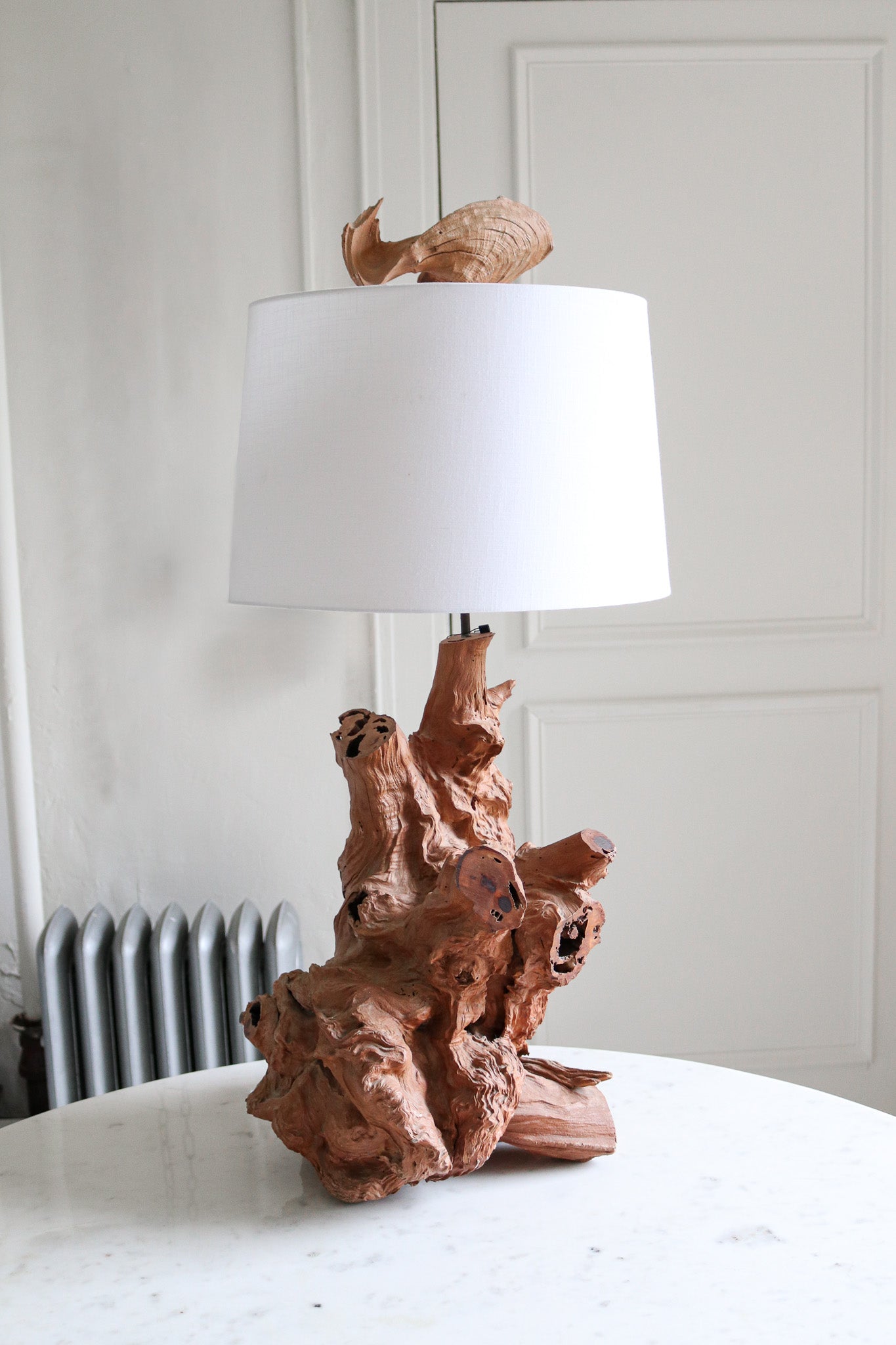 Vintage Burl Wood Table Lamp