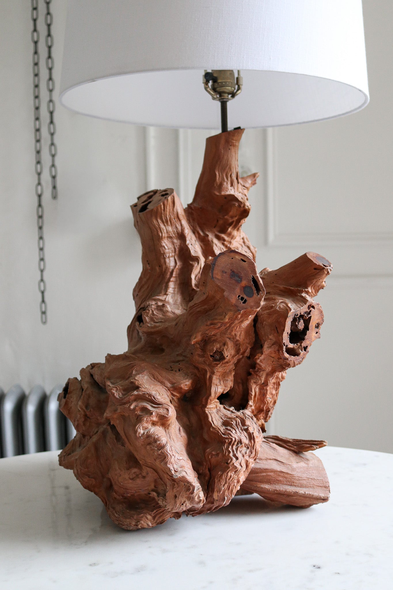 Vintage Burl Wood Table Lamp