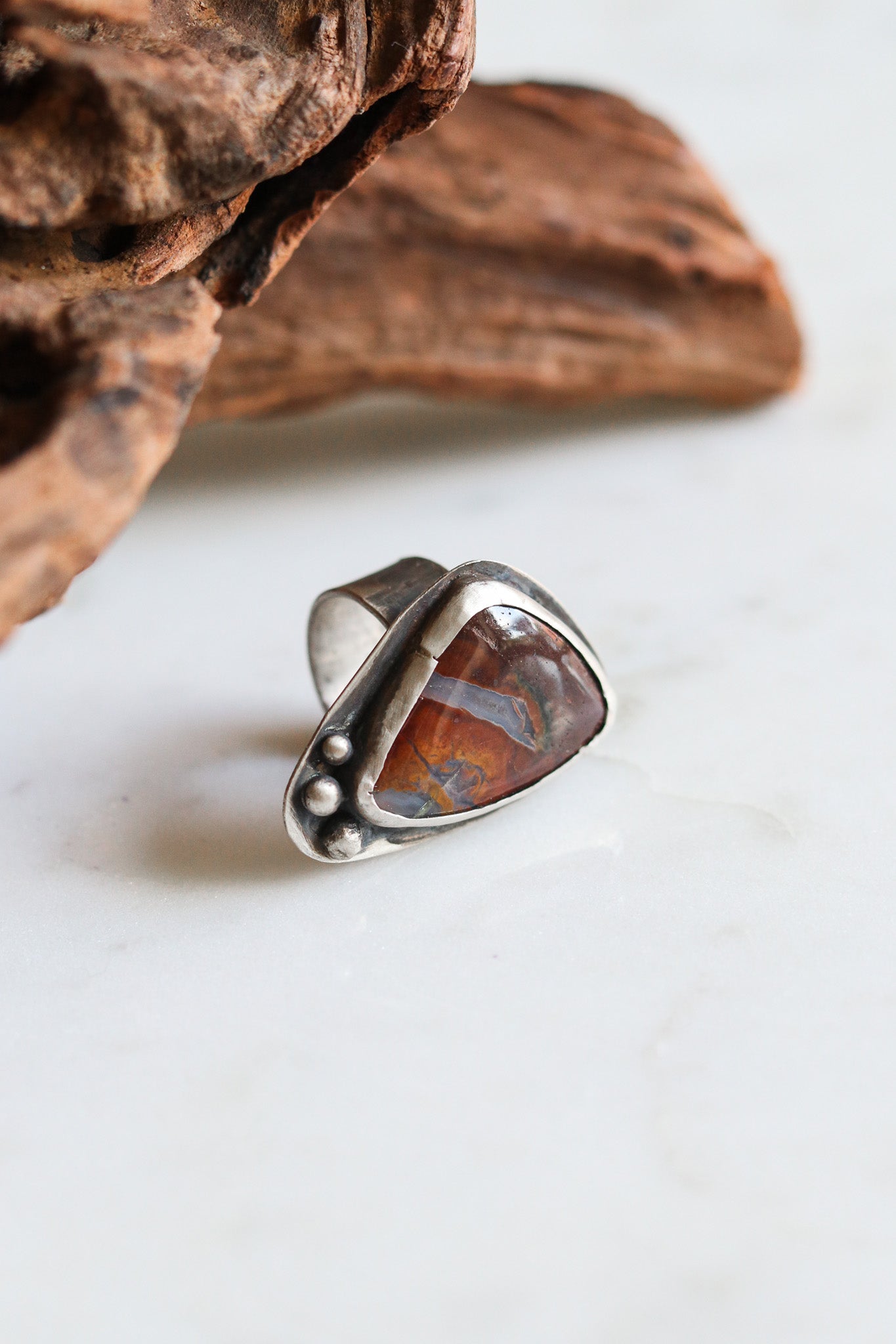 Tomi Petrella Sterling Silver and Red Dolomite Ring