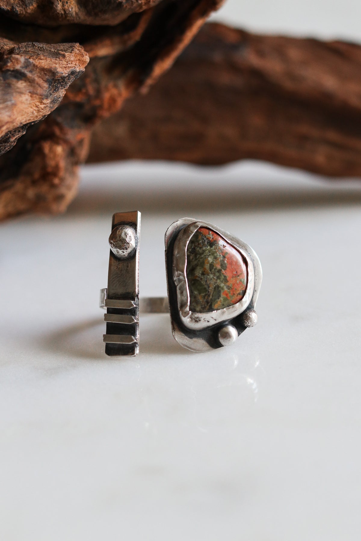 Tomi Petrella Sterling Silver and Unakite Ring