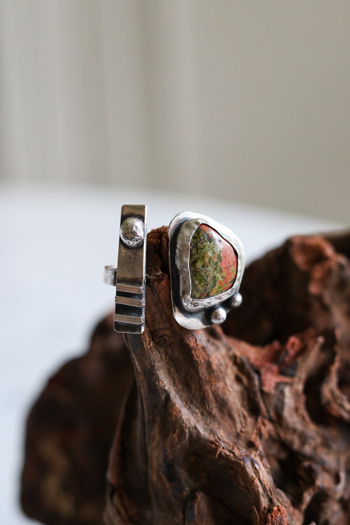 Tomi Petrella Sterling Silver and Unakite Ring