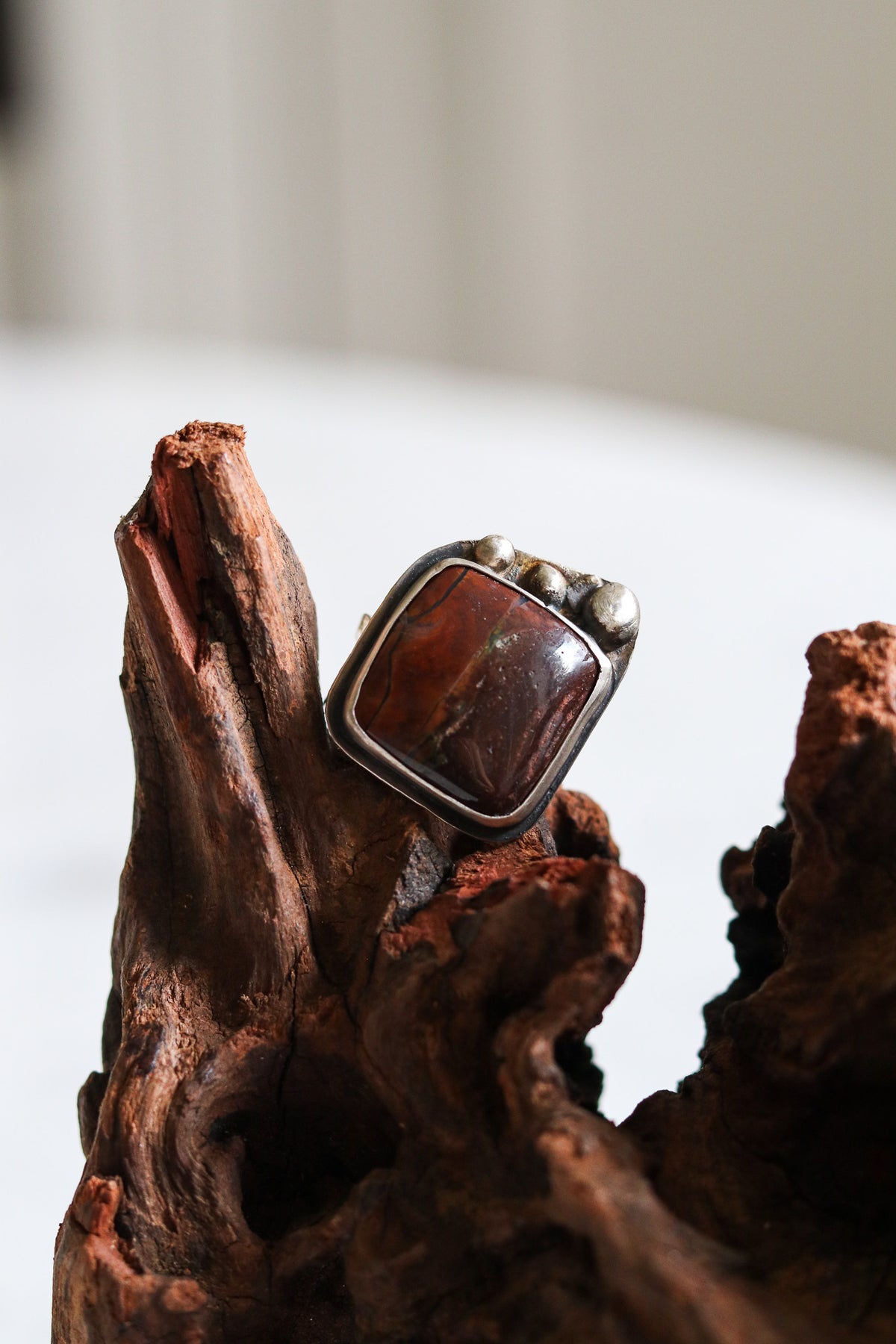 Tomi Petrella Sterling Silver and Red Dolomite Ring
