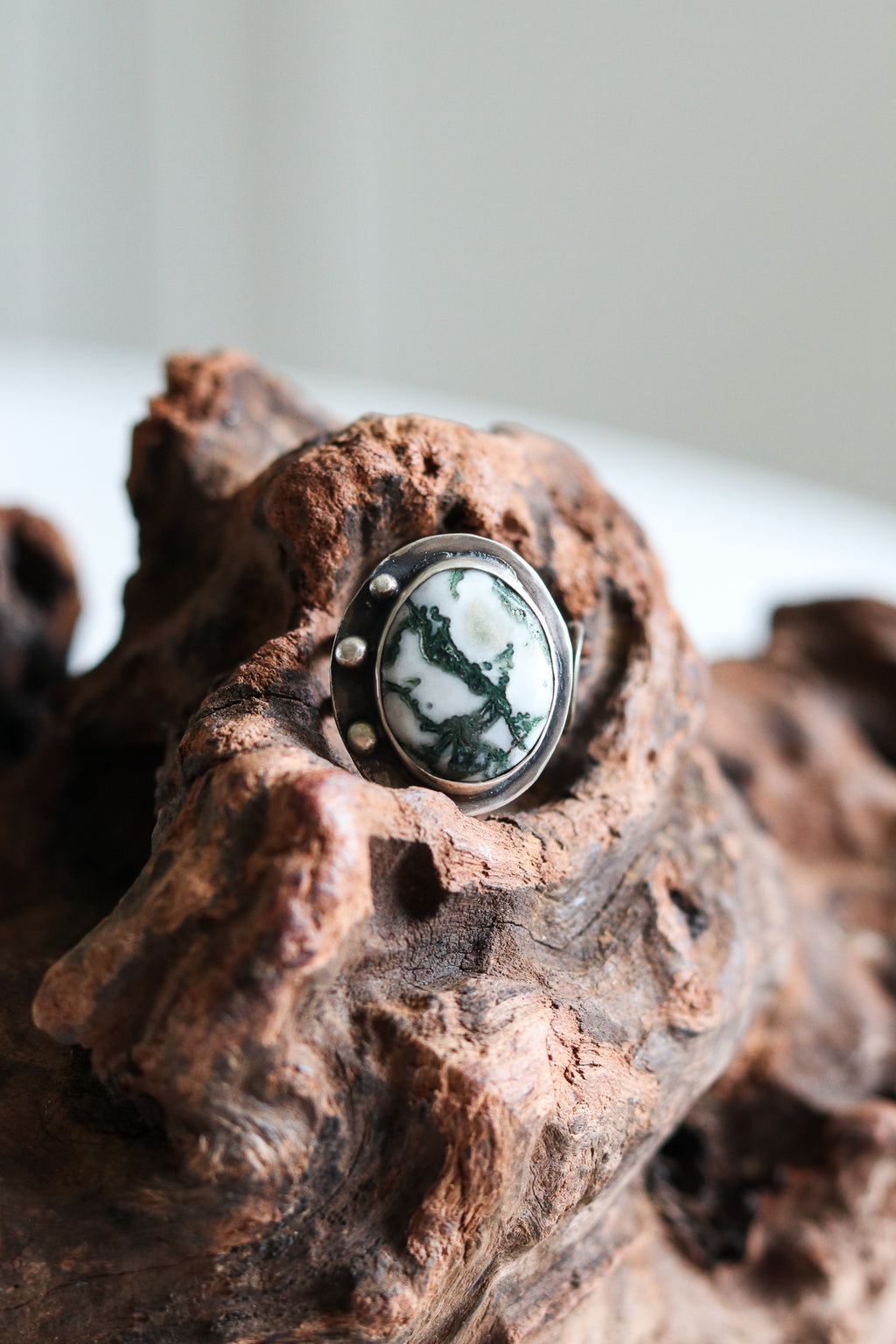 Tomi Petrella Sterling Silver and Tree Agate Ring