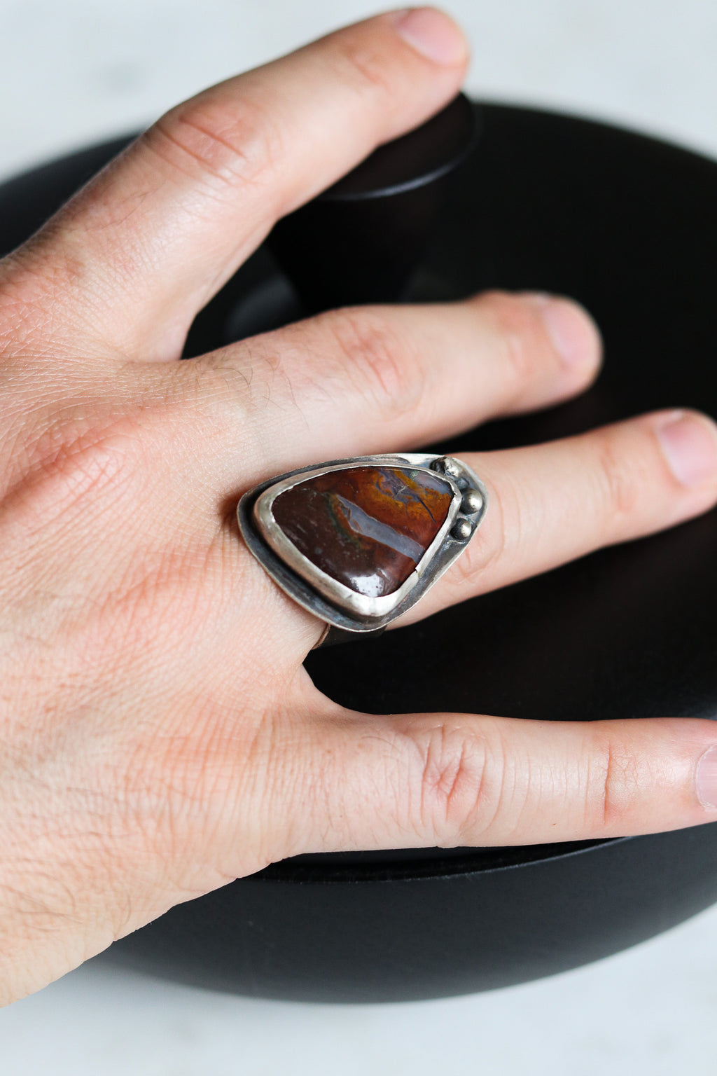 Tomi Petrella Sterling Silver and Red Dolomite Ring