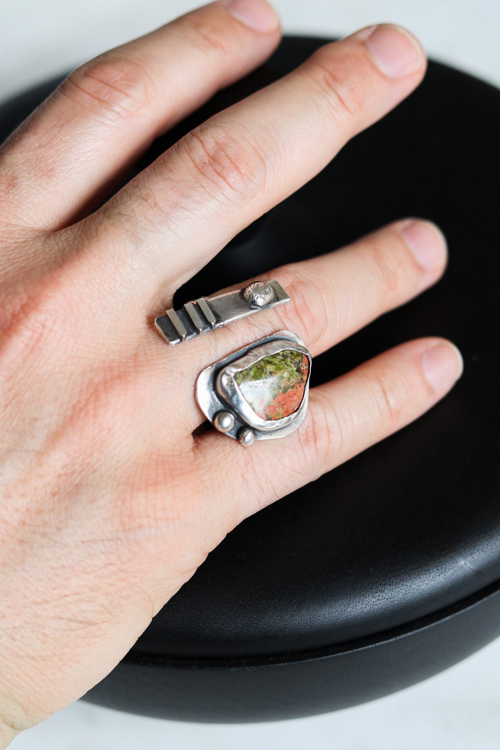 Tomi Petrella Sterling Silver and Unakite Ring