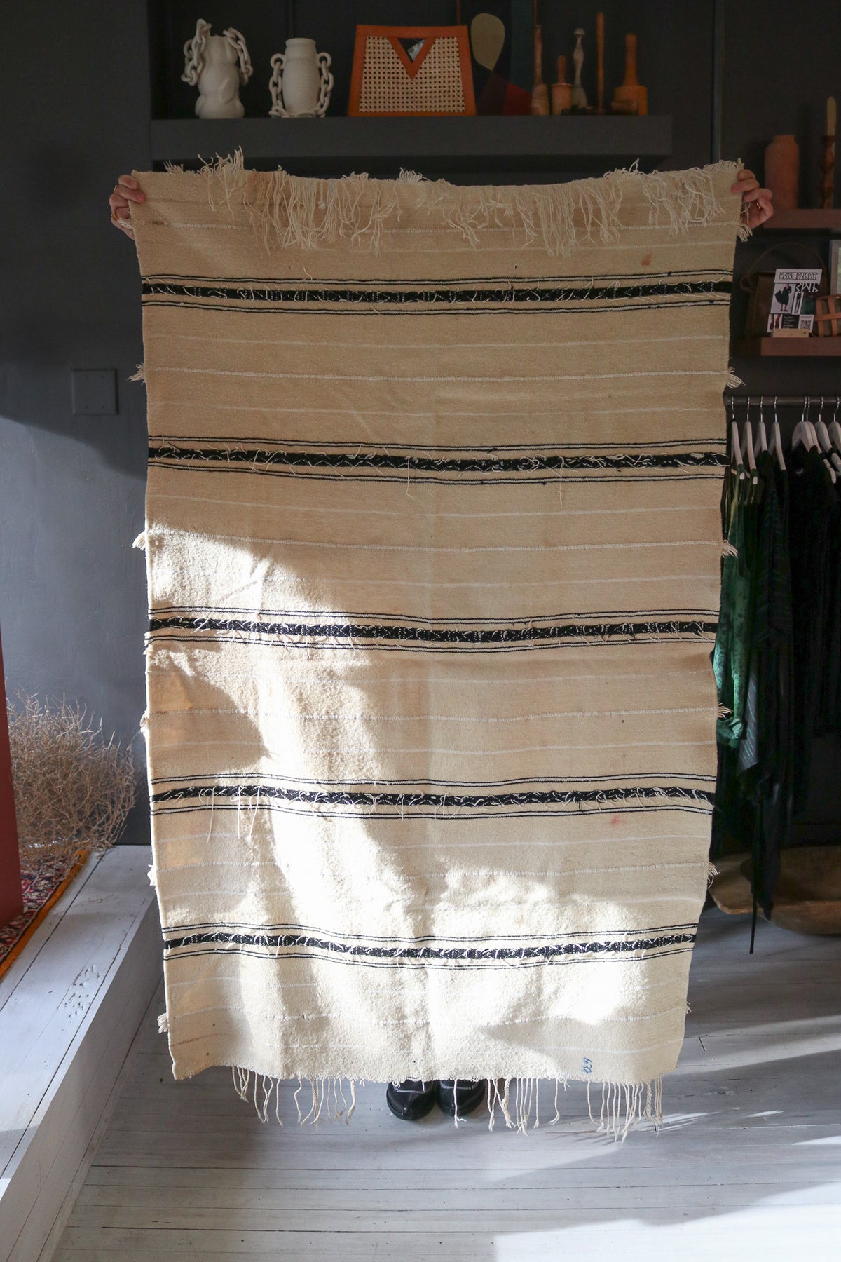 Moroccan Wedding Blanket: Black & Cream Handira