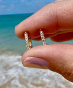 U Shape Huggy Hoop Earrings Pair -  1.29g Diamonds - .18 CT