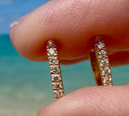 U Shape Huggy Hoop Earrings Pair -  1.29g Diamonds - .18 CT
