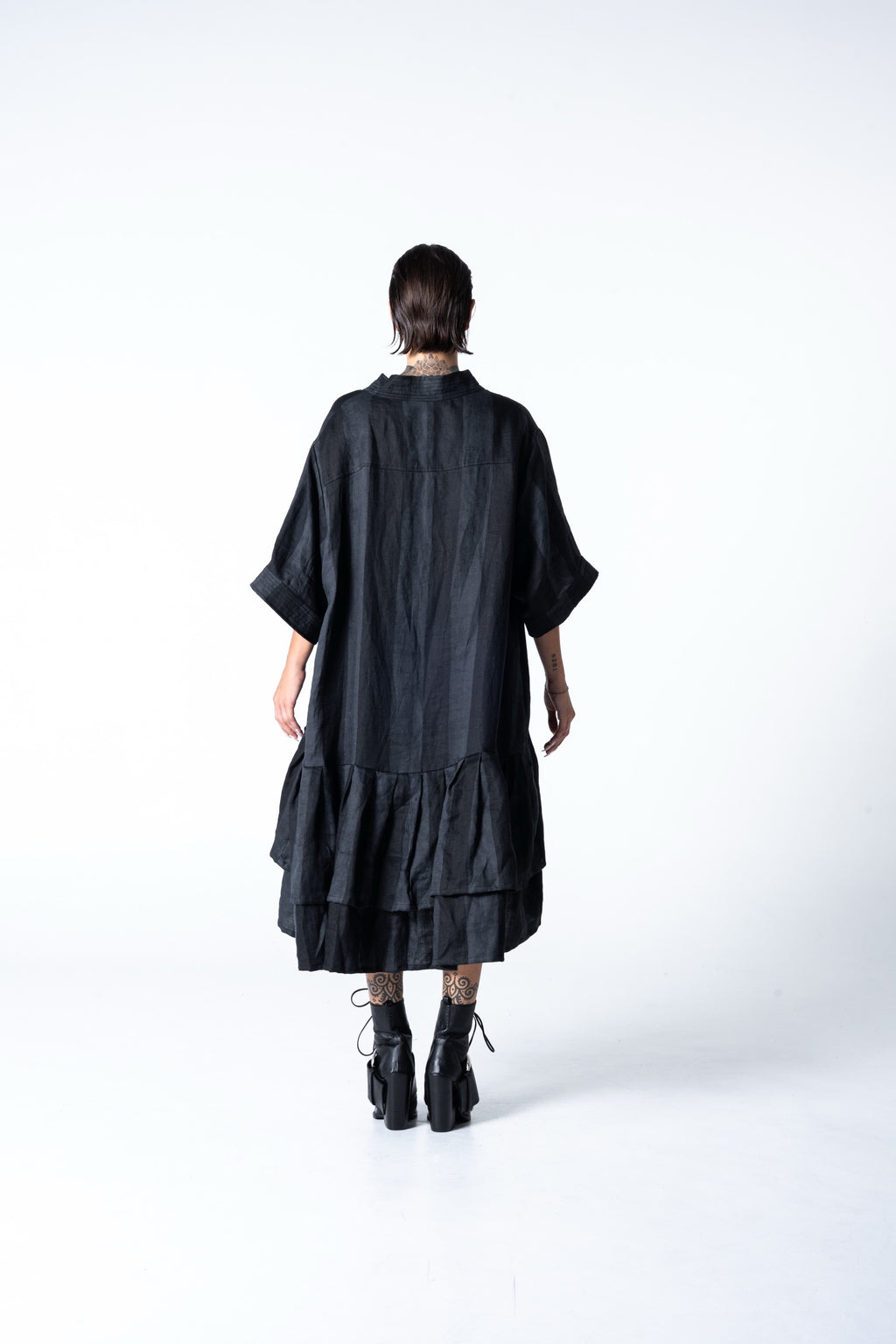 Lalune Dress - Grey Stripe
