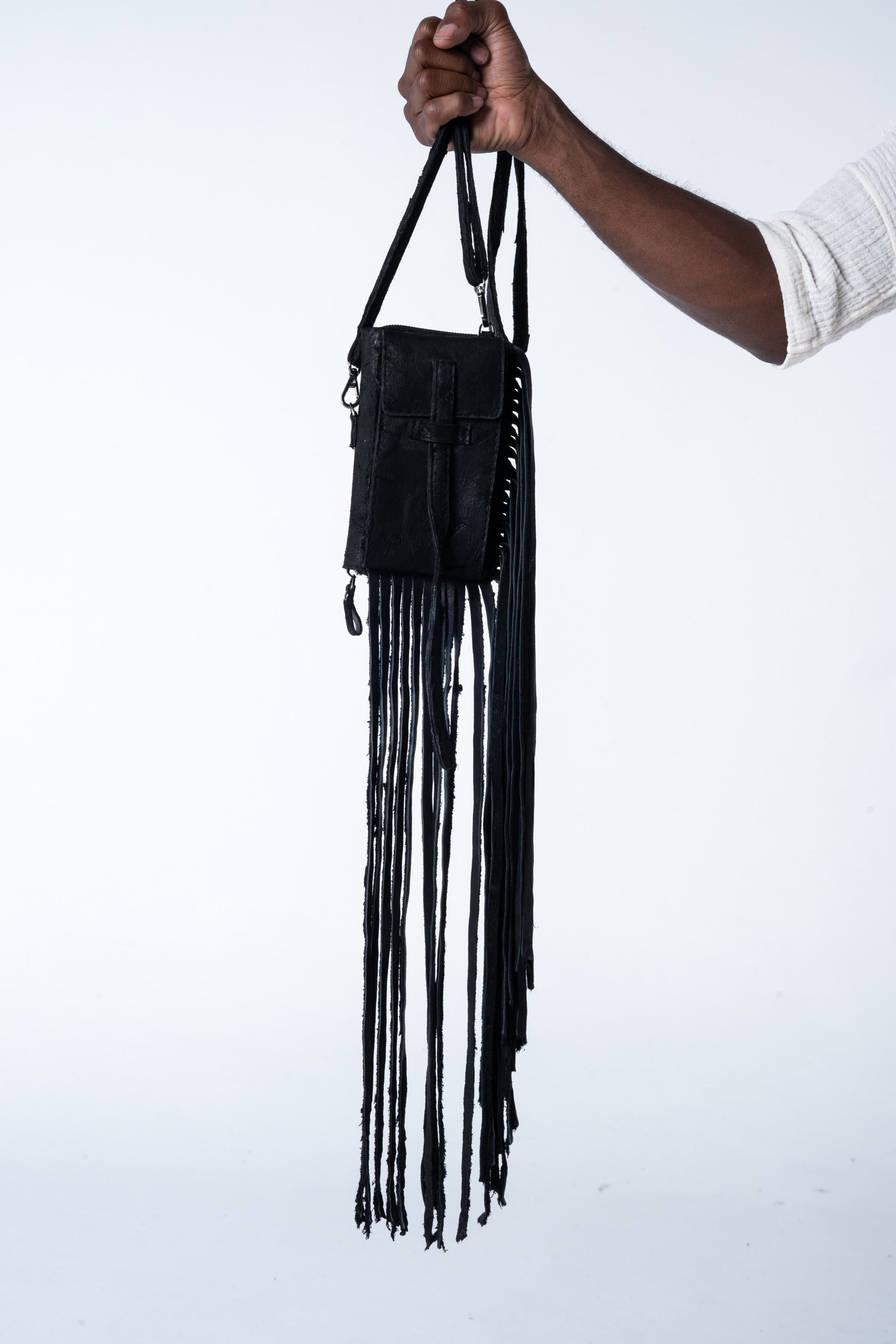 Sappho Fringe Bag - Black