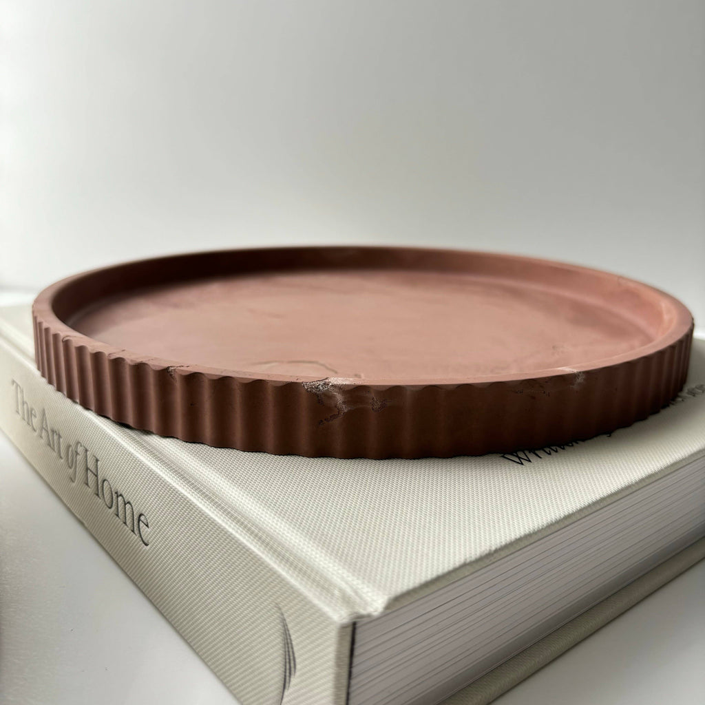 Joma - Concrete Fluted Tray | Round Tray Centerpiece