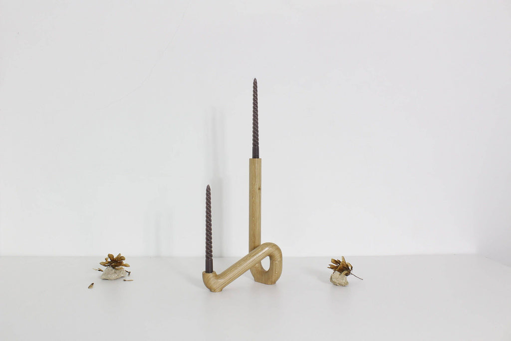 "Affluent" Wooden Candle Holder For Two Candles In Oak