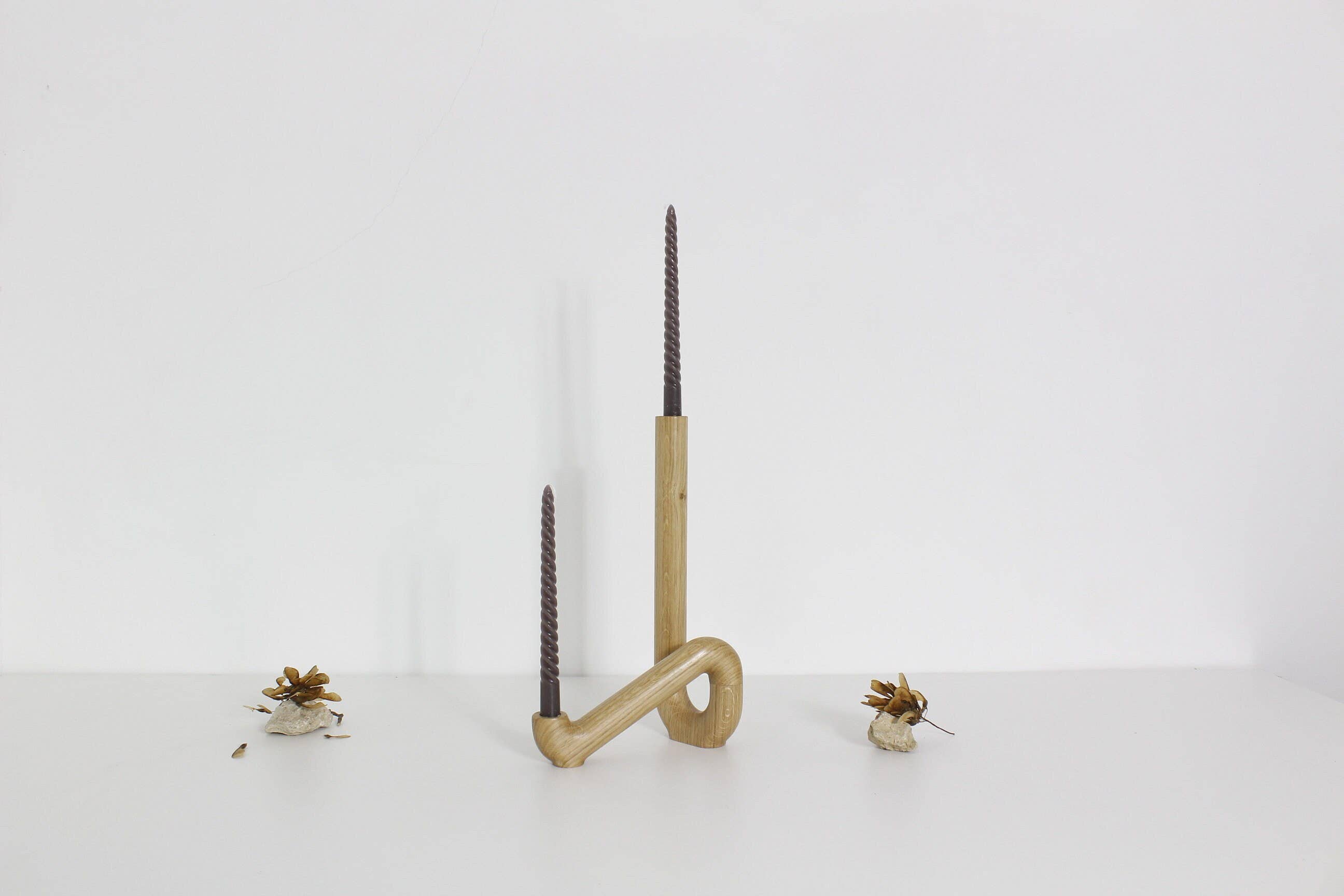 "Affluent" Wooden Candle Holder For Two Candles In Oak