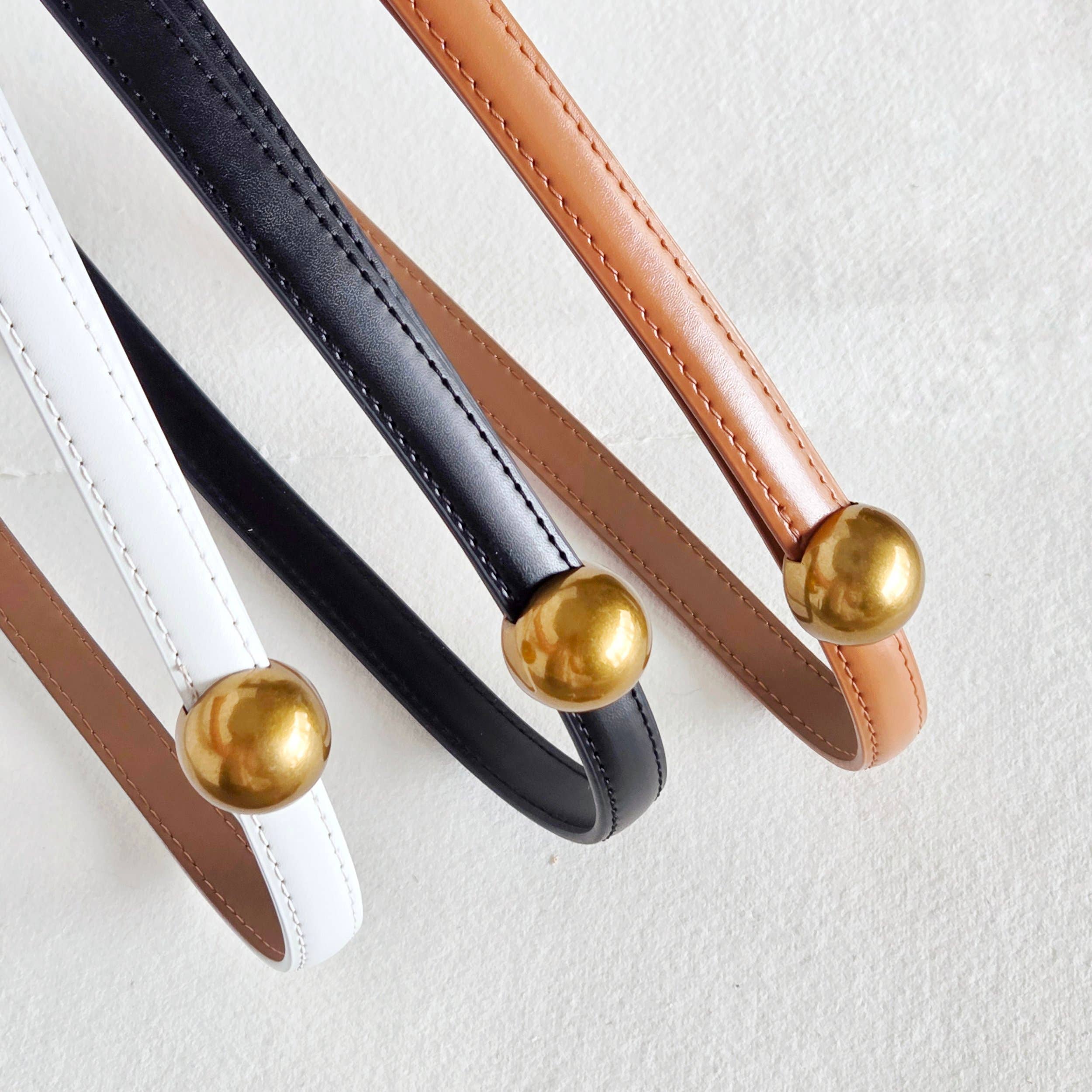 Leather modern simple thin molecule belt