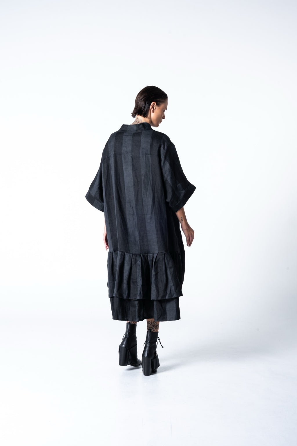 Lalune Dress - Grey Stripe