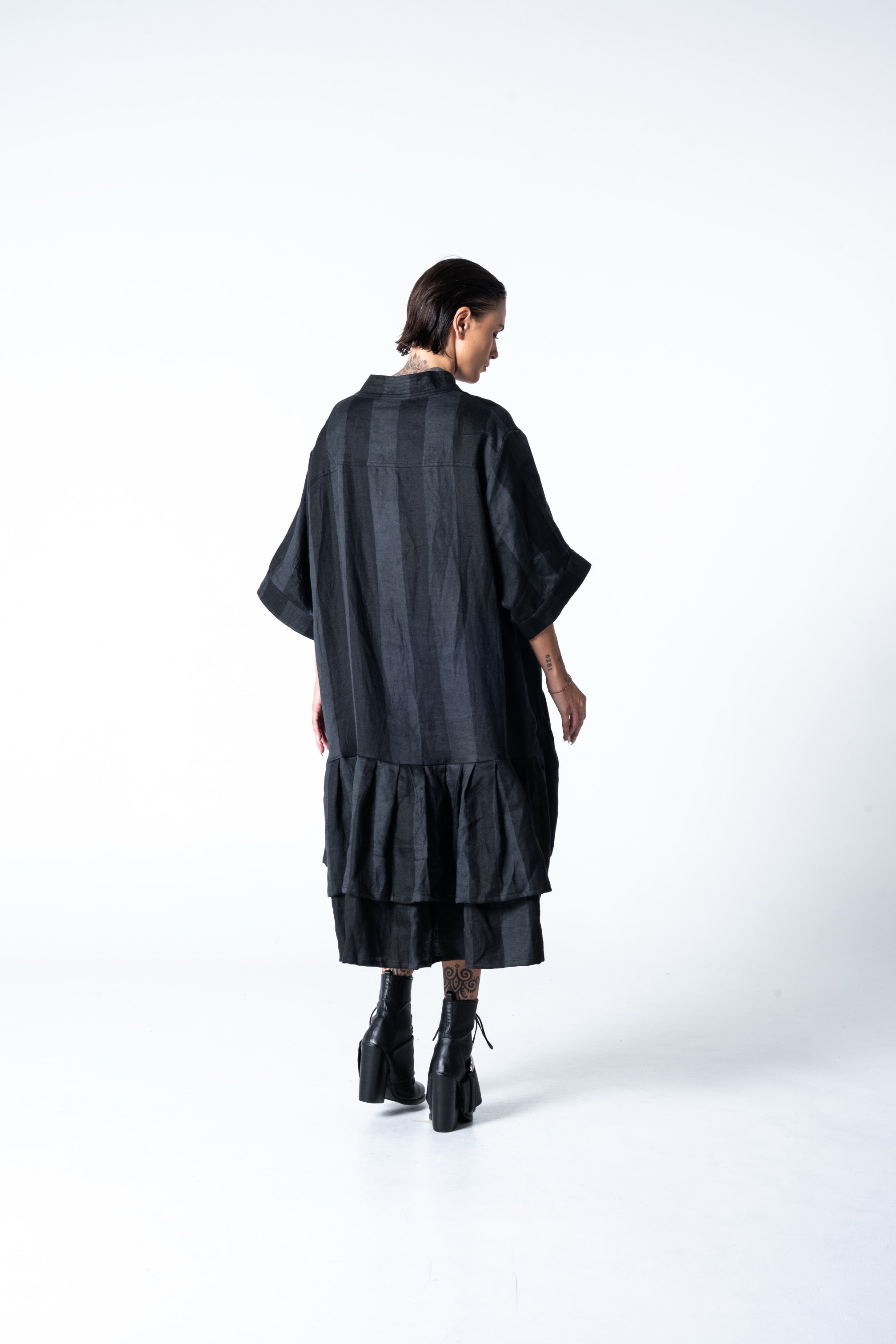 Lalune Dress - Grey Stripe