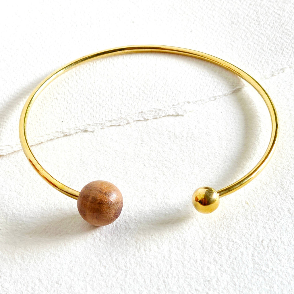 Wood & Brass Bangle Bracelet