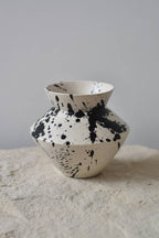 Handmade Rock Decorative Ceramic Vase I - Black & White