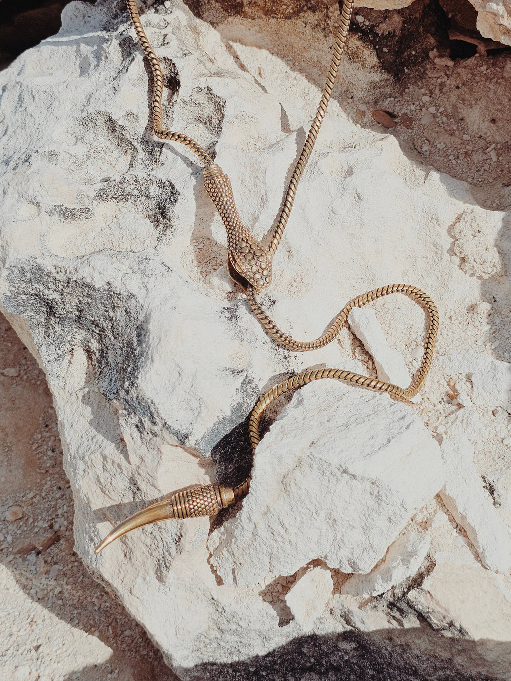 Brass Chain Serpent Necklace - Long
