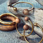 Wood & Brass Bangle Bracelet
