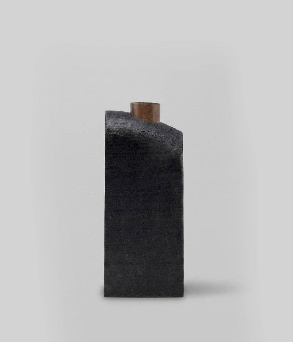 Sculptural Loop Wood Candle Holders, Charcoal, Set of 5