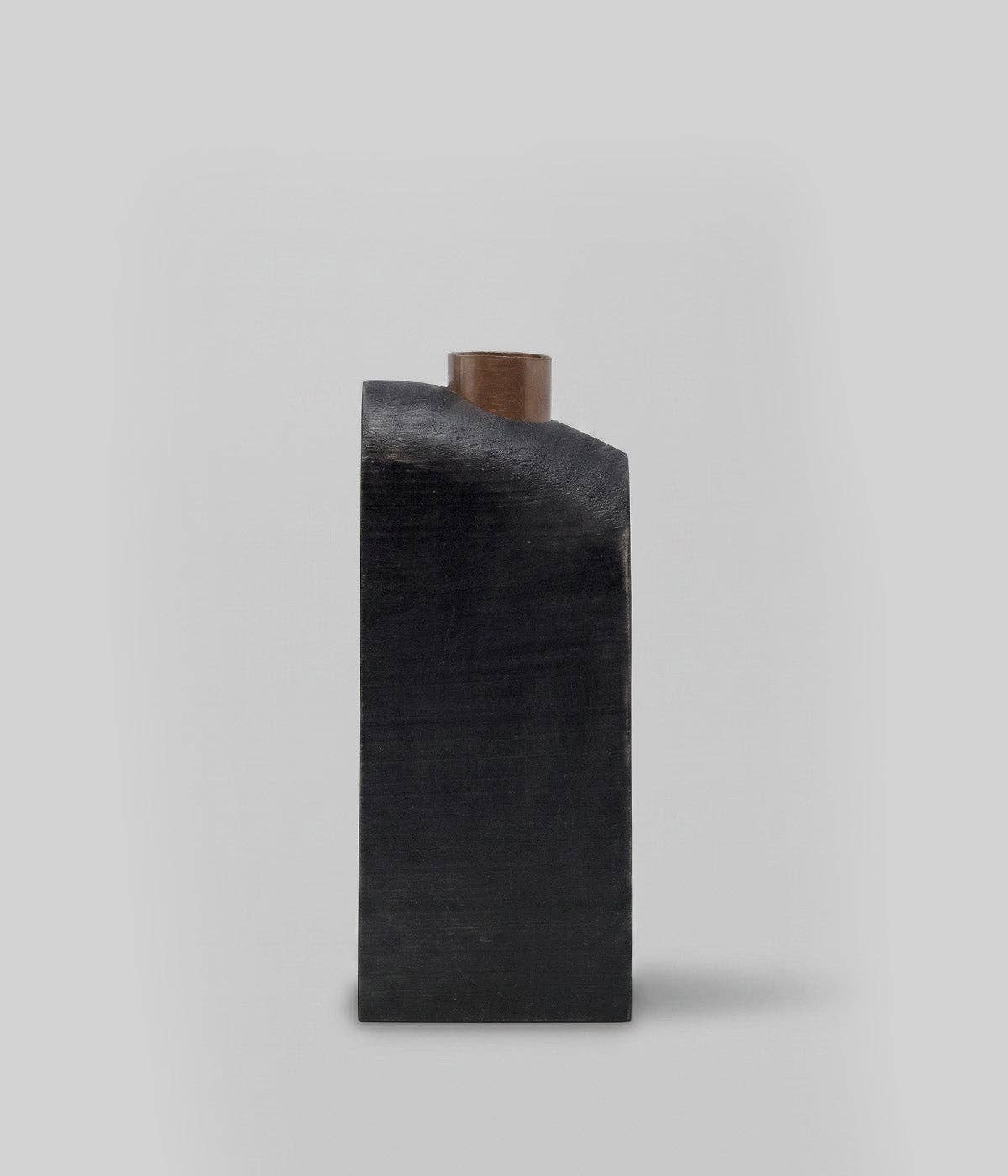 Sculptural Loop Wood Candle Holders, Charcoal, Set of 5