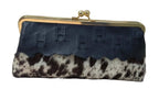 Leather and Hide Clutch with Brass Chain
