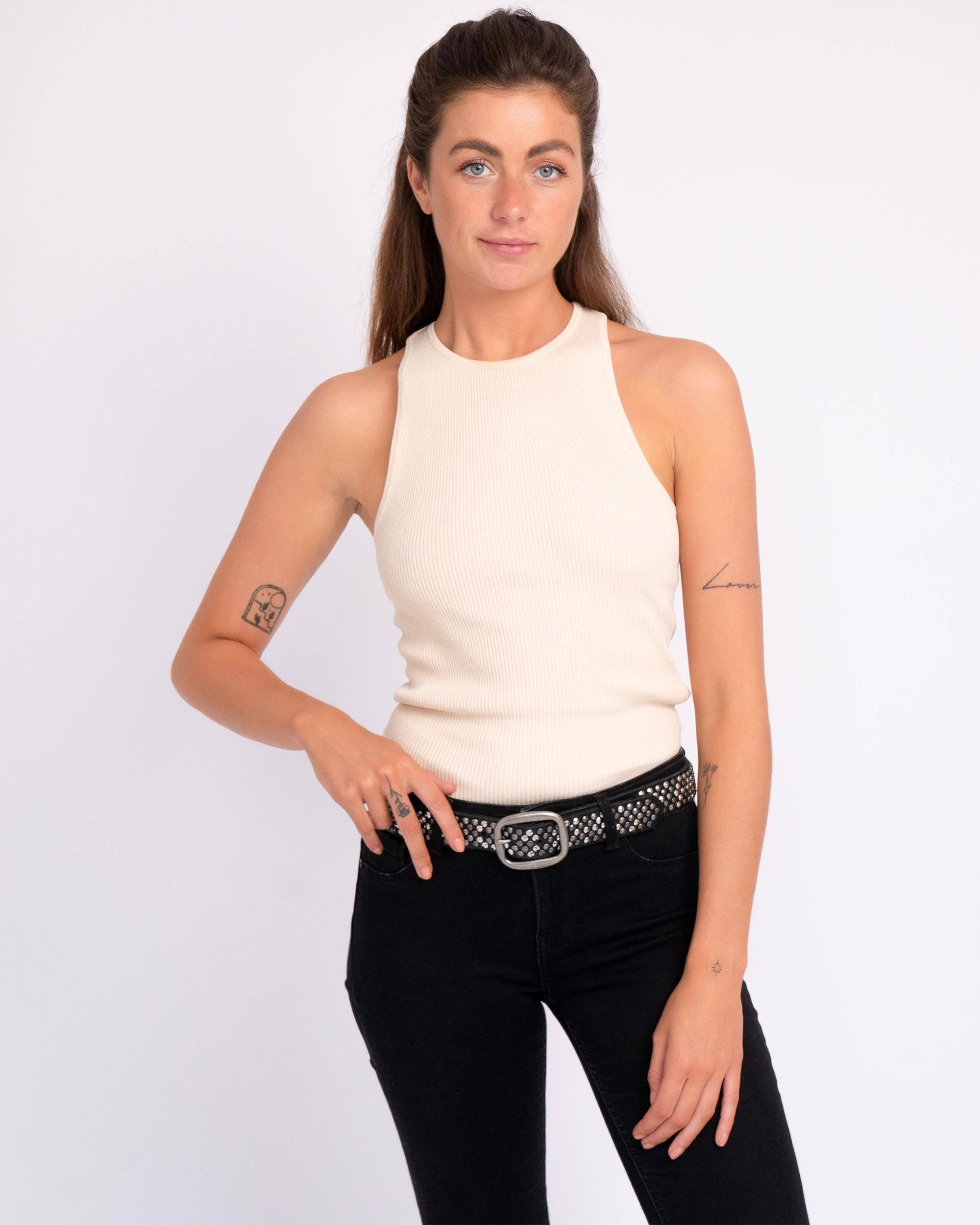 Britta | Pyramid Multi Studded Leather Belt