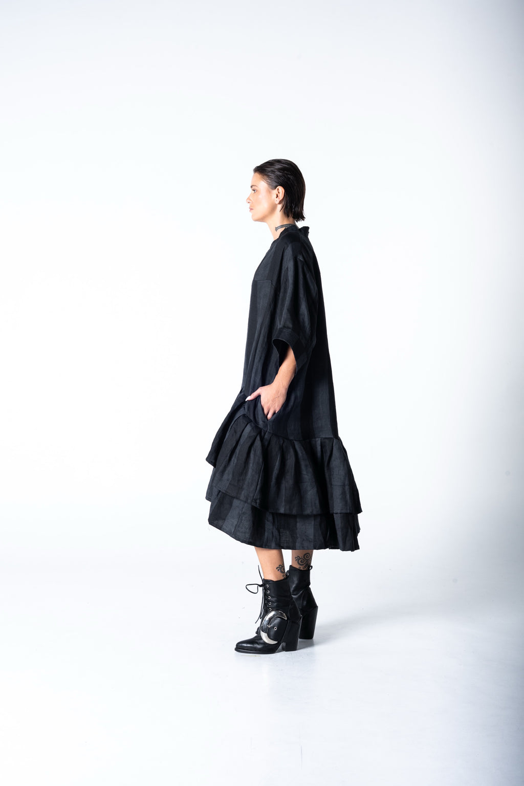 Lalune Dress - Grey Stripe